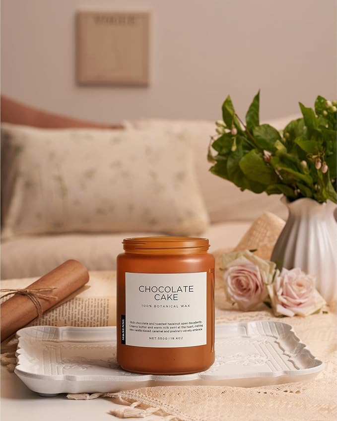 M&SENSE Chocolate Layer Cake Scent Candles, Large Natural Soy Wax 110 Hours Burn Time Clean Non Toxic Scented Classic 2 Wicks Candle 19.4oz for Home Office