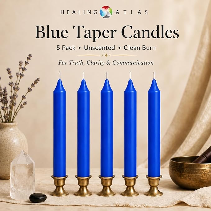 6 Inch Taper Candle 5 Pack Spell, Wicca, Santeria, Energized Candles Velas de 6 Pulgadas Paquete de 5 Velas (Blue)