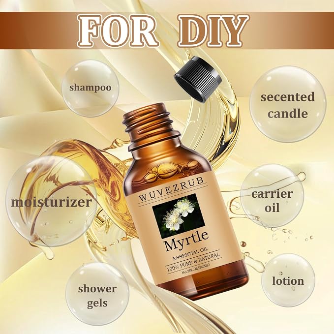 Myrtle Essential Oils 240ML, Pure Myrtle Essential Oil for Aromatherapy Diffuser - 8 Fl Oz
