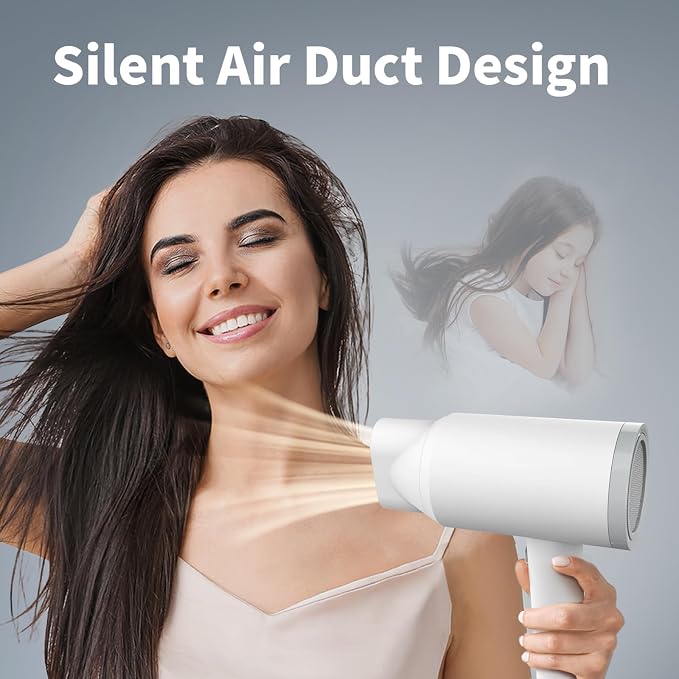 ANNE BETTY Hair Dryer with Diffuser for Curly Hair, 1800W Ionic Blow Dryer for Women & Men, Fast-Drying, Lightweight, Low Noise, Hair Care Styling Tool for Home, Travel