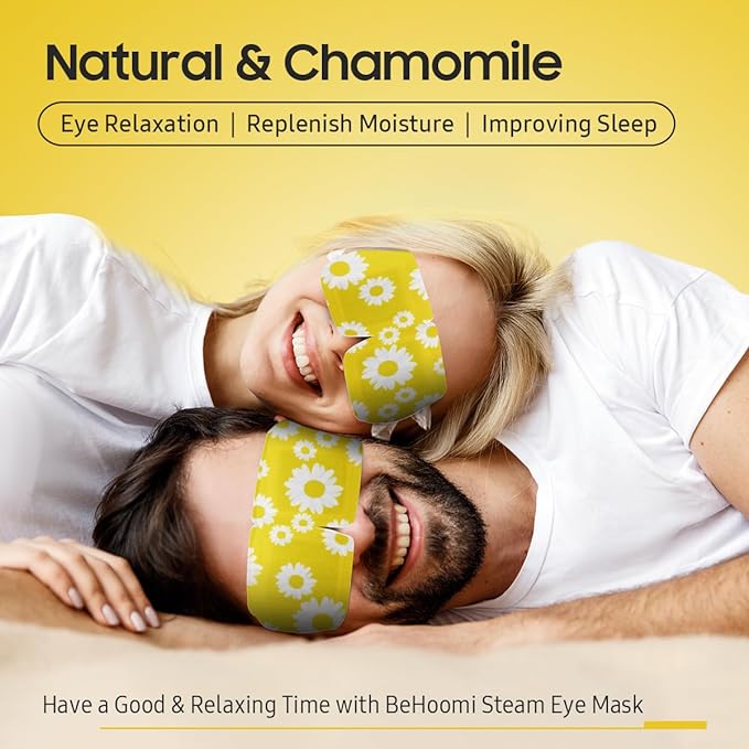 BeHoomi Steam Eye Mask, 10Packs Heated Eye Mask, Self Heating Disposable SPA Warm Compress for Eyes Sleep Mask, Travel Essentials & Relaxation Gifts for Women (Chamomile Scent)
