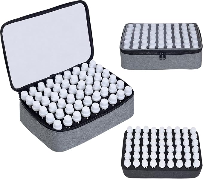Essential Oils Carrying Case Holds 54 Bottles with Detachable Pad,Grey