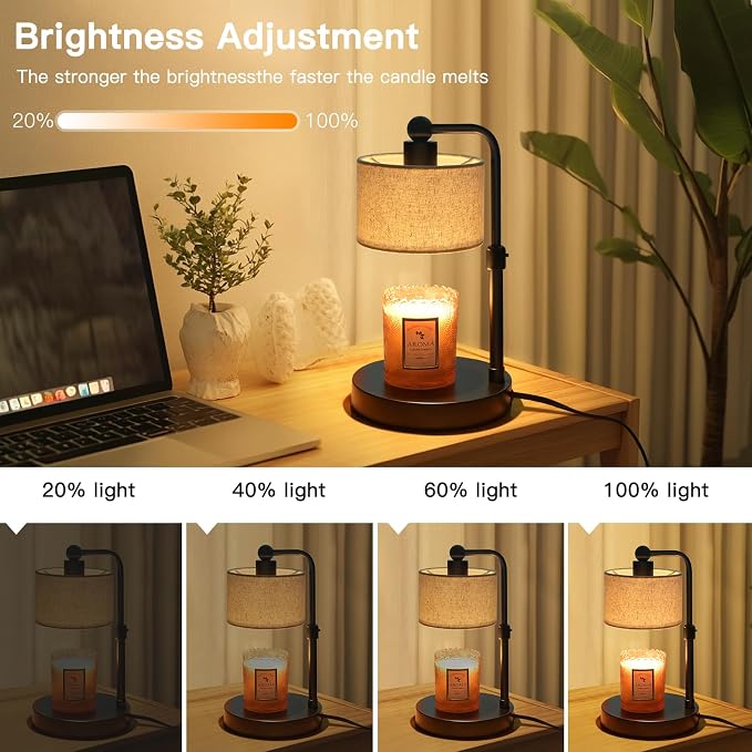 Candle Warmer Lamp with Timer, Height Adjustable Electric Candle Warmer Lamp with 2 Bulbs, House Warming Gifts, Vintage Bedroom Decor Compatible with Various Candles, Valentine Gifts, Birthday Gifts