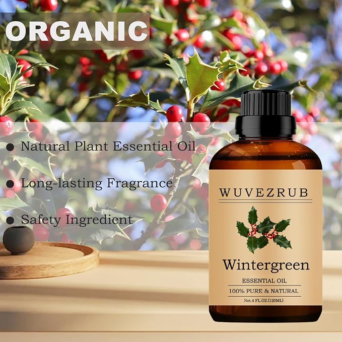 Wintergreen Essential Oils, 120ML Pure and Natural Essential Oil for Aromatherapy Diffuser - Wintergreen /4 Fl Oz