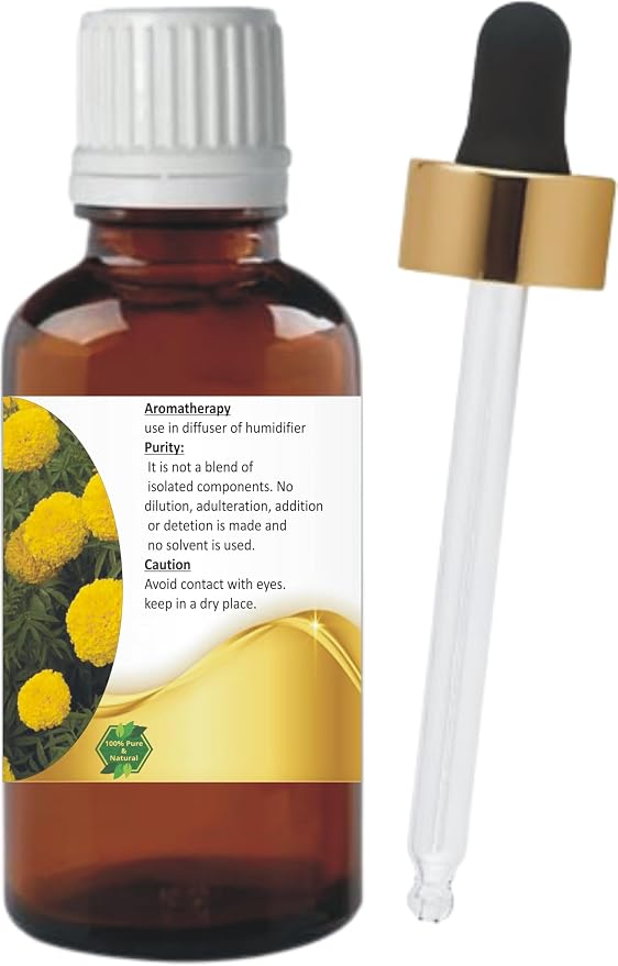 LEVENMOOI Tagetes (Tagetes erecta) Pure & Natural Therapeutic Grade Essential Oil Glass with Dropper (30ml)
