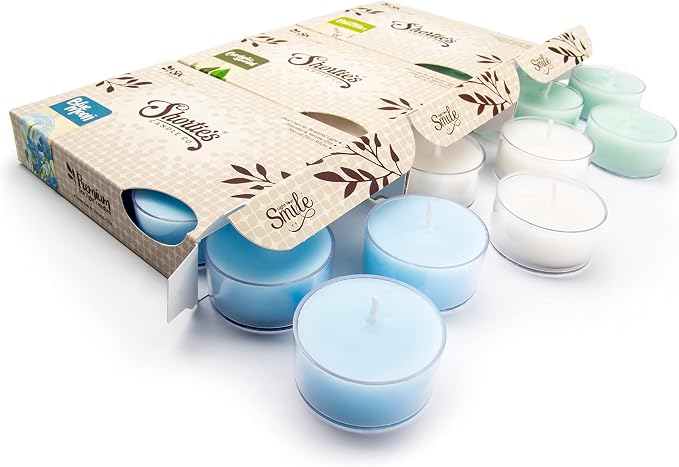 Fresh & Clean Premium Tealight Candles Variety 3 Pack (18 Highly Scented Tea Lights) - Blue Moon, Iced Mint Lavender, Eucalyptus Spearmint - Made with Natural Fragrance Oils - Fresh & Clean Collection