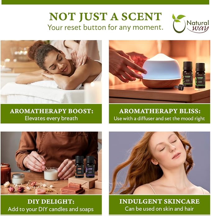 6 Pack of Essential Oils Gift Set for Aromatherapy | Blends Diffuser Essential Oils | Unique Scents Kit with Orange, Lavender, Lemongrass, Eucalyptus, Peppermint, & Tea Tree | Origin India10ml Each