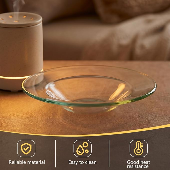 Patelai 3 Pcs 4.5 Inches Replacement Oil Warmer Dish Round Glass Dish Wax Melt Candle Warmer Bowl Plate Lid Tray for Aroma Lamp Electric Lamps Oil and Tart