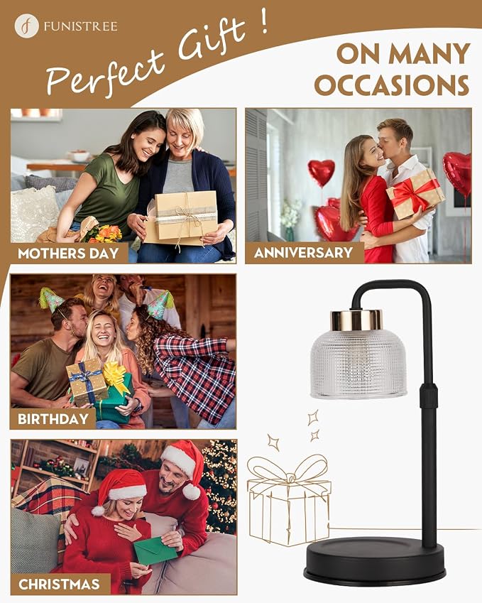 Candle Warmer Lamp with Timer & Dimmable Brightness, House Warming Gifts New Home, Candle Warming Lamp Gifts for Mothers Day, Birthday Gifts for Women Mom, Flameless Wax Melt Warmer for Jar Candles