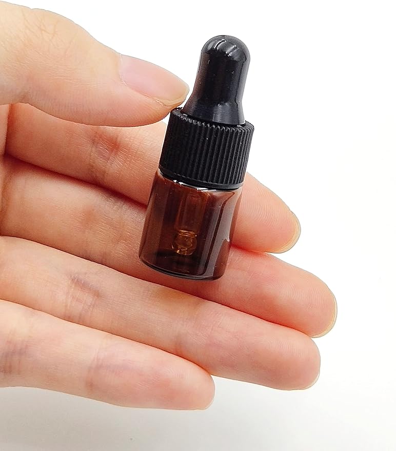 15Pcs 2ml Empty Tiny Amber Glass Mini Dropper Bottles for Essential Oils, Fragrances, and Other Liquids, with Dropper and Black Caps Travel Sample Vials