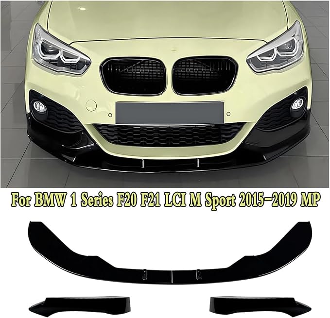 Front Bumper Lip Splitter Diffuser Body Kit Spoiler Guard Accessories For BMW 1 Series F20 F21 LCI M-Sport 2015-2019 MP(Gloss Black Lip)
