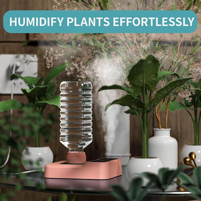 Portable Humidifier - Small Air Humidifiers for Bedroom, Plants, Office, Travel - Cool Mist Humidifiers, Color-Changing Accent Light, 2 Mist Settings, RosePink