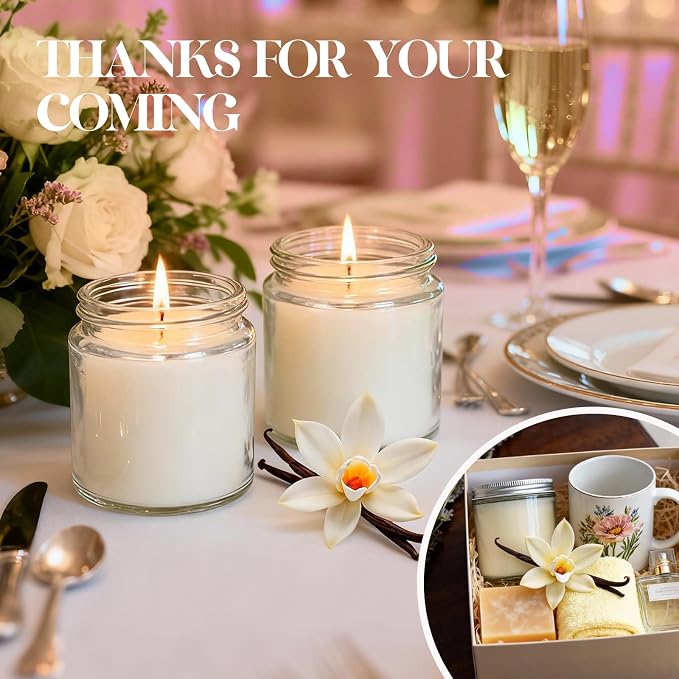 24 PCS 4oz White Soy Wax Candles, Classic Vanilla Scented Candle Gift Set | Warm & Cozy Bulk Favors for Weddings, Housewarming, Holiday Parties | Relaxing Home Fragrance.