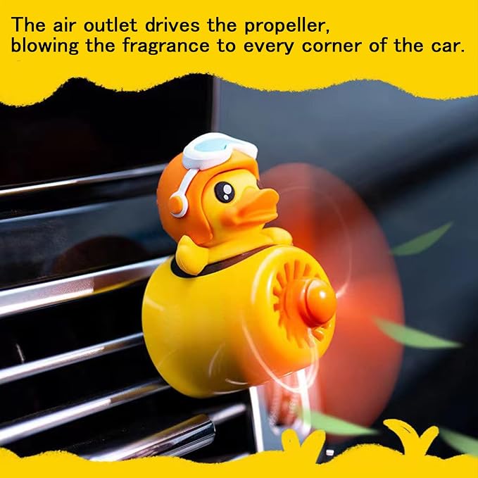 2 Pieces Car Air Fresheners, Cute Bear Pilot Car Diffuser, Propeller Air Outlet Vent Fresheners, Suitable for Automotive Interior Decoration (Bear+Duck)
