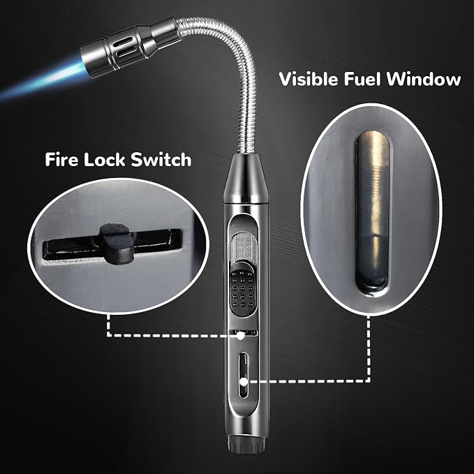 2 Pack Candle Lighter Electric Arc Long Flex Neck Utility Butane Torch Lighters Rechargeable USB Refillable Gas Jet Flame Windproof Lighter for Camping BBQ Grill Gas Stove