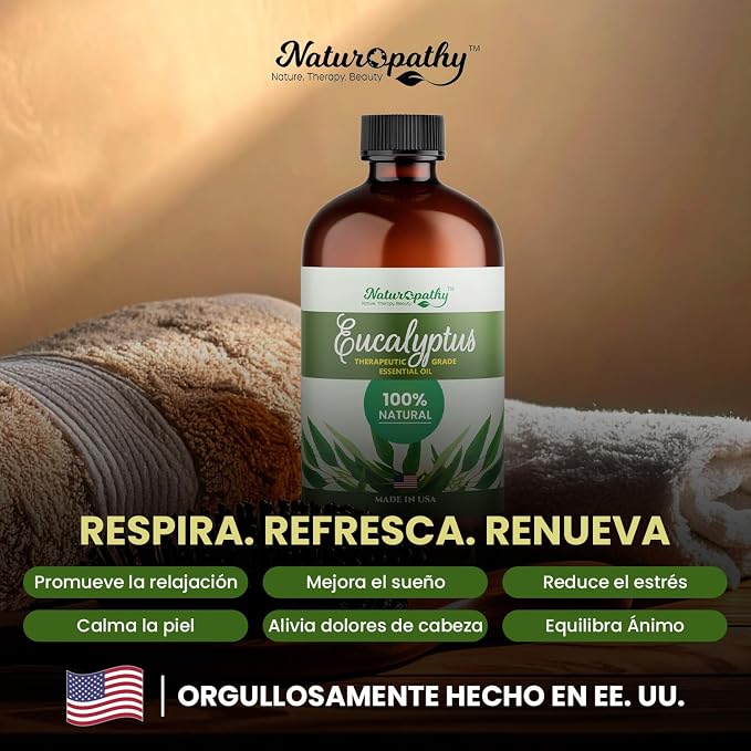 Naturopathy Eucalyptus Essential Oil, Therapeutic Grade, Premium Quality Perfect for Aromatherapy (4 fl oz)