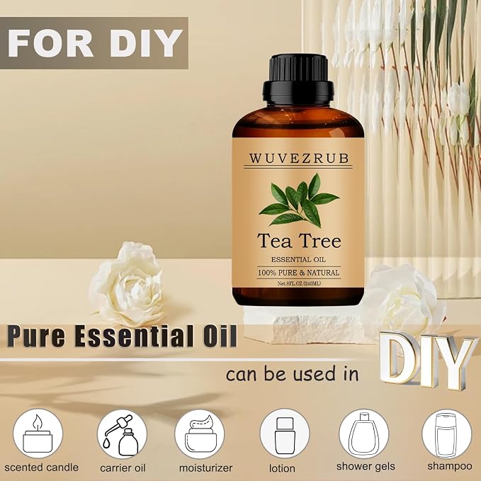 Tea Tree Essential Oils, 240ML 100% Pure and Natural Essential Oil for Aromatherapy Diffuser - Tea Tree /8 Fl Oz