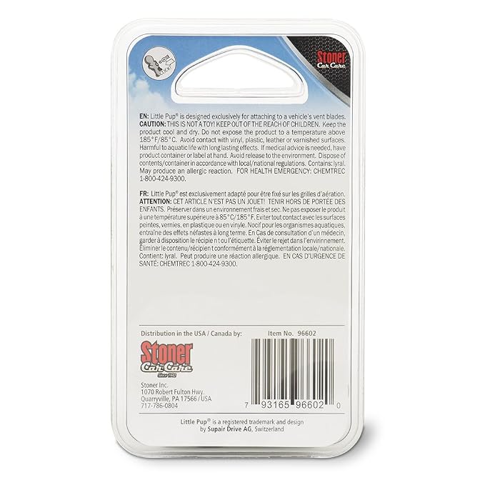 Little Pup 96602 Vanilla Scent, Car Air Freshener, Clips to A/C Air Vent, Alcohol-Free Fragrance Oil, Non-Hazardous and Non-Toxic Plastic, Set of 1 (Pack of 2)