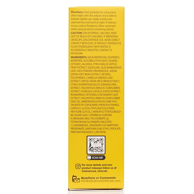Advanced Clinicals Retinol Serum For Face | Visible Anti Aging Retinol Serum Skin Care Face Moisturizer With Vitamin E Helps Improve Look Of Wrinkles, Fine Lines, & Uneven Skin Tone, 2-Pack