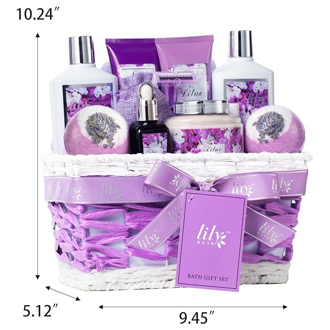 17Pcs Spa Gifts Spa Kit - Perfect Lavender Lilac Spa Gift Baskets for Women