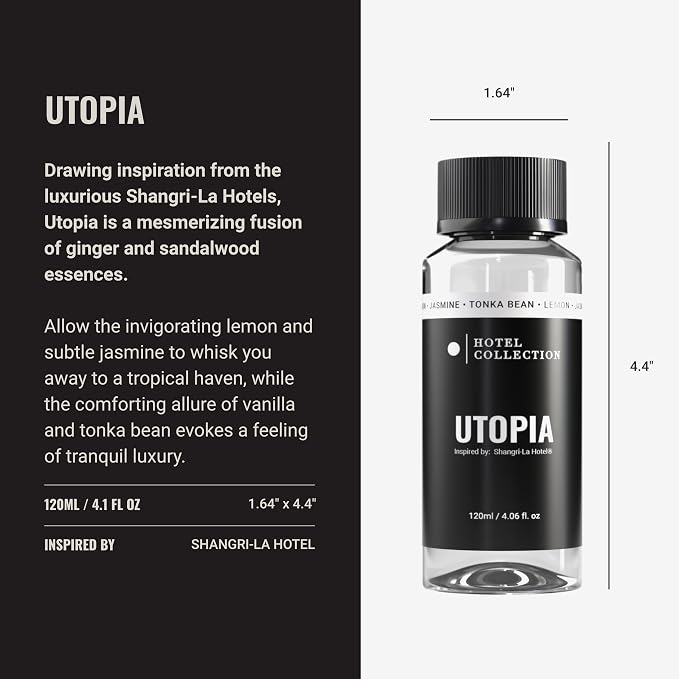 Hotel Collection Diffuser Oil - Utopia - Aromatherapy Essential Fragrance Oil - onka Bean, Lemon & Jasmine - 120ML 4.1 Fl oz