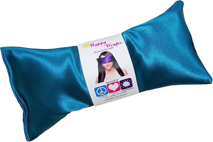 Lavender Eye Pillow - Hot Cold Weighted Eye Pillows for Relaxation, Sleep, Stress, Migraine Relief, Yoga - Aromatherapy Gifts for Women, Birthday, Teachers, Made in USA by Happy Wraps - Auqa