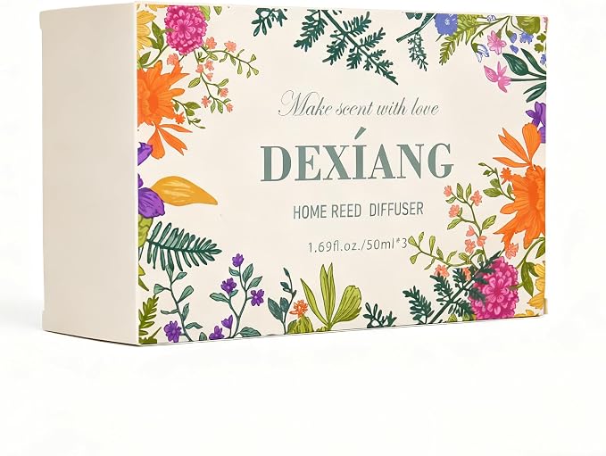 Reed Diffuser Set of 3 Pack, Lemon Verbena/Mango Passion Fruit/Clean Linen Oil Diffuser Reed Diffusers for for Home, Bathroom, Office Decor, 1.7 Fl.oz, Total 5.1Oz