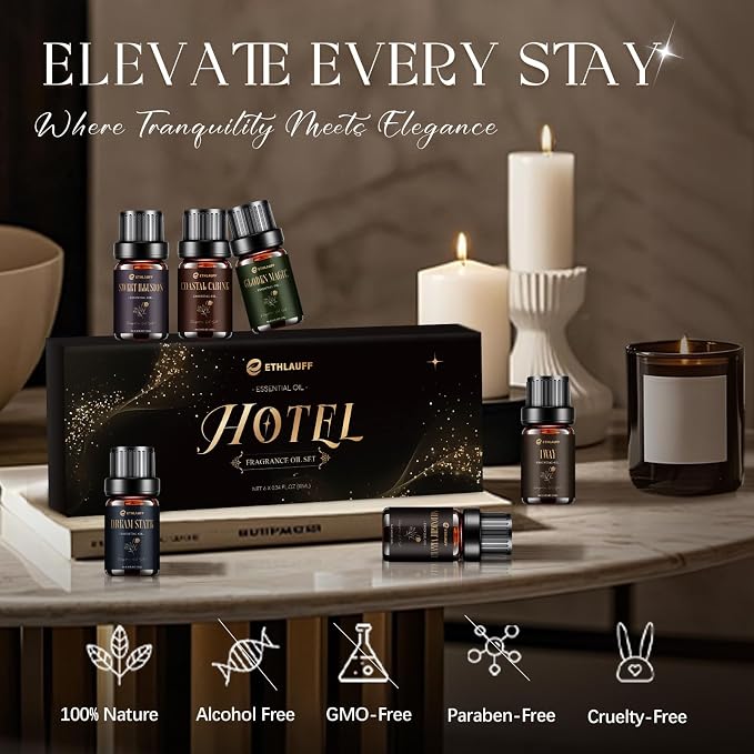 Hotel Collection Diffuser Oil, My Way, Dream State, Coastal Cabine, Inspired by The Most Popular 5-Star Hotel Scents, Fragrance Oil Set 6 * 10 ml