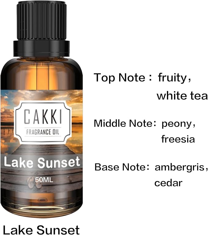 Essential Oils for Diffusers for Home, Scent-Lake Sunset, Single Large Size 50ml, CAKKI Fragrance Oils, for Candle Making, for Soap Making, Diffuser Oil Scents