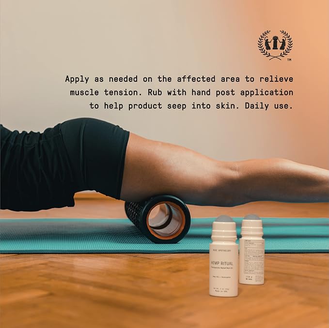 Muse Apothecary Hemp Ritual - Therapeutic Relief Roll-On, USDA Certified Organic Hemp Seed Oil, Post-Workout Recovery, Helps Relieve Muscle and Joint Tension and Discomfort, Pack of 2