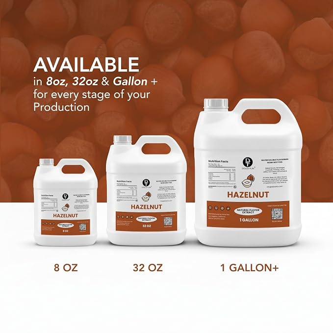 Dolce Flav Natural Hazelnut Flavoring Concentrate | Water Soluble | 32 Fl Oz