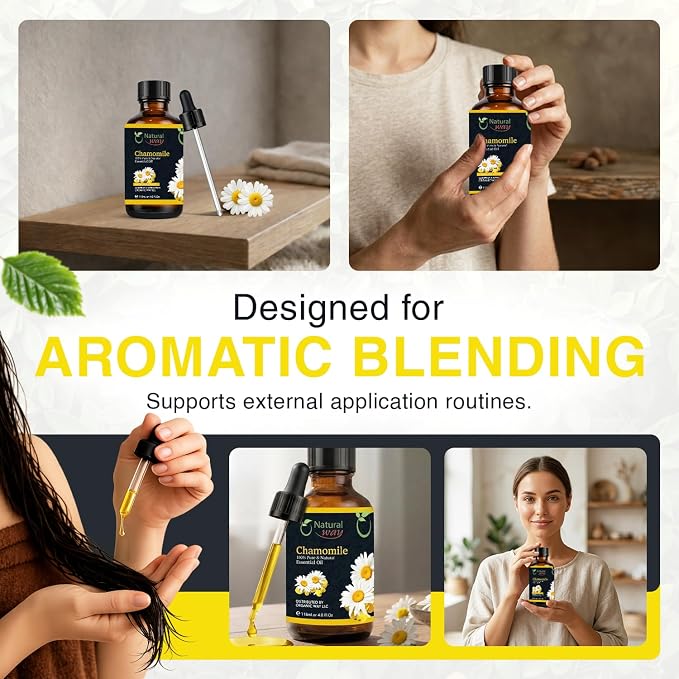 Chamomile Essential Oil | Pure Aromatherapy Oil for Diffusers, Hair Growth, Skin, Scalp Care, Massage | Refreshing Hair Oil for Women & Men | Natural Essential Oil for Diffuser | 4 Fl Oz (120 mL)