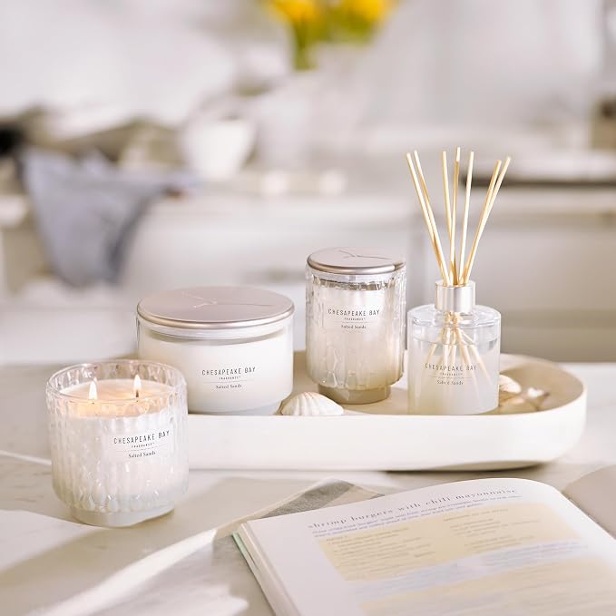 Chesapeake Bay, 11oz Ocean Retreat Scented Candle, Mood Evoking Fragrance, Textured Sea Glass-Inspired Jar, Premium Soy Blend Wax with Essential Oils, Coastal Fragrance for Home Décor or Gifting