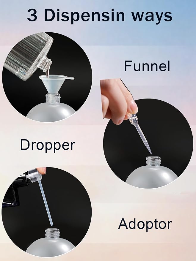 100ml/3.4 Oz Glass Spray Bottle Perfume Atomizer,Empty Travel Refillable Perfume Spray Bottle with 3 Kinds of Dispenser (Frosted Glass, 100ml)