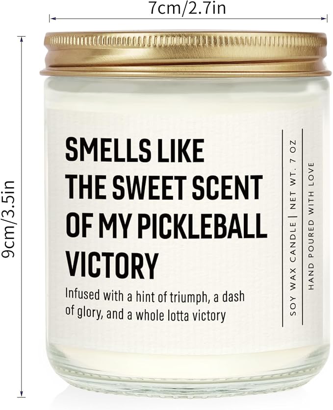 Shqiueos Funny Pickleball Gifts for Women - Smells Like Pickleball Victory Candle 7oz Lavender Scented, Gifts for Pickleball Lovers Players, Pickleball Tournament or Birthday Gift