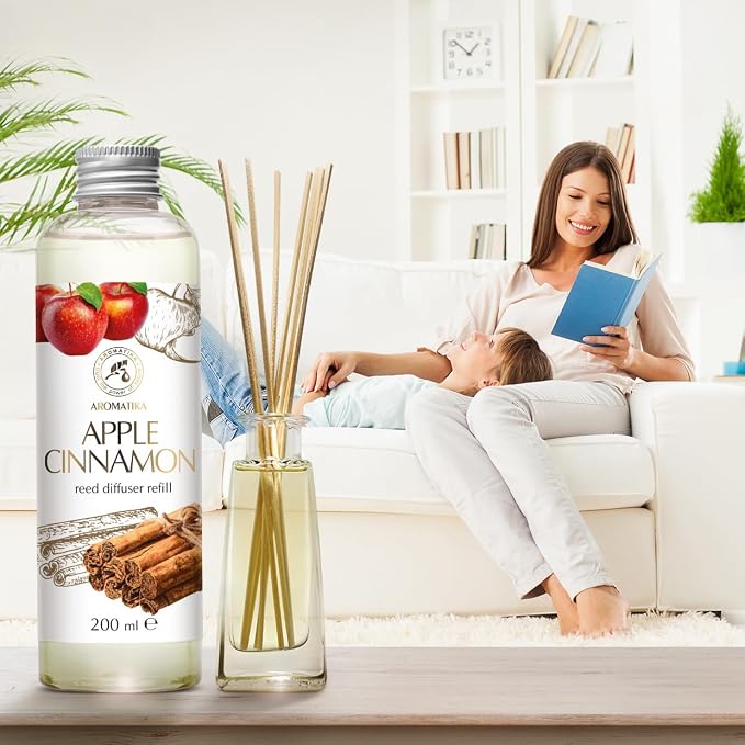 Reed Diffuser Refill Apple-Cinnamon 6.8Fl Oz - Room Fragrance with Cinnamon Essential Oil - Home Fragrance - Air Freshener - Aromatherapy - Spa - Home - Office - Club - Restaurant - Boutique