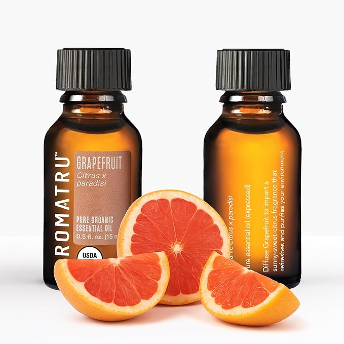 AromaTru Arise Essential Oil Kit – Grapefruit, Lime, Citronella, and Spearmint – Organic & Wildcrafted – ISO Certified – No Synthetic Fillers – Ethically Sourced