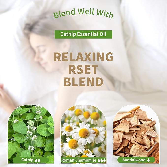 EUQEE 118ML Catnip Essential Oil, Fresh Herbal Aroma Catnip Essential Oil with Glass Dropper Great for Air Refresher, Massage, Diffuser, DIY Soap, Candle Making, Aromatherapy, Sleep