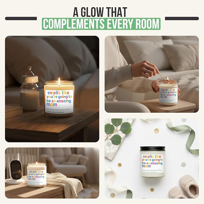 New Mom Gift – “Smells Like You’re Going to Be an Amazing Mom” – Soy Candle for Postpartum Self-Care & Baby Shower Gifts – Lavender Scented – Gift for First-Time Moms
