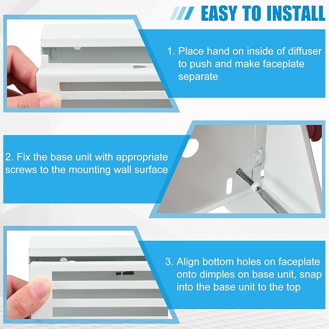 Yaocom 2 Pcs 24 Inch Baseboard Register Duct Opening Size Vent Covers for Home Floor Diffuser Wall Corner Baseboard Air Covers Floor Diffuser Including Screws Easy Installation(White,Stripes)