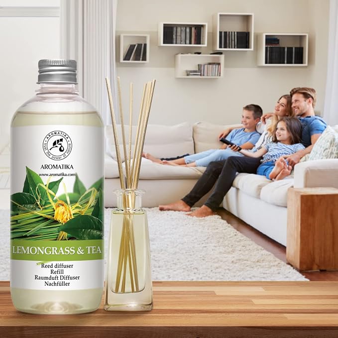 Reed Diffuser Refill Lemongrass - Tea 17.0 Fl Oz - Scented Diffuser - Room Diffuser Refill with Scent - Room Freshener - Home Fragrance - Scented Diffusers - Home Fragrance