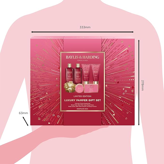 Baylis & Harding Midnight Cherry Luxury Pamper Gift Set For Women - Vegan Friendly