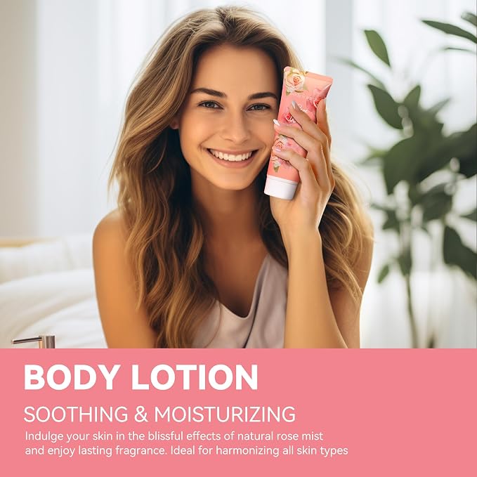 BODY & EARTH Gift Set - Spa Sets for Women, Perfume, Body Lotion, and Scrub in a Rose Water Box - Perfect Birthday Gifts for Mom Girlfriend Her