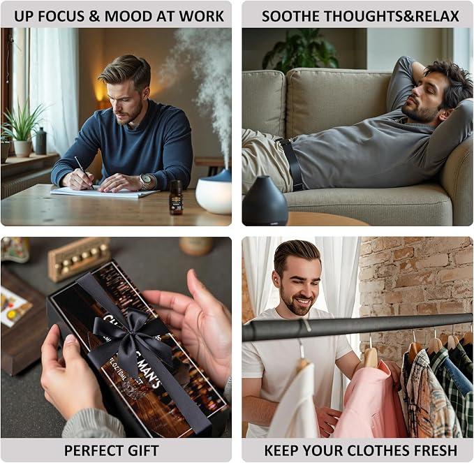Essential Oils Set, Fragrance Oil for Diffusers Charming Mans Kit | 8 Packs Essential Oils for Diffusers for Men, Home and Party, Classic Fragrance Oil for Variety Use As Great Gift for Men