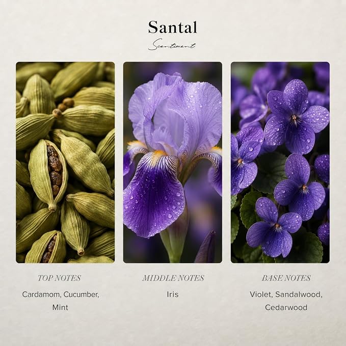 Scentiment Santal Diffuser Oil - Premium Hotel Scent with Notes of Cardamom, Cucumber, & Mint Home Scent, Aromatherapy Fragrance Oil Diffuser Refill - 0.68 fl oz (20 mL)