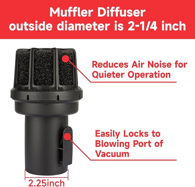 Replace for Shop Vac Muffler Diffuser CMXZVBE38660 For Craftsman Shop Vac Parts and Ridgid Shop Vac Accessories | 2-1/2 Inch Muffler Diffuser Vacuum Exhaust Filter for Quieter Operation