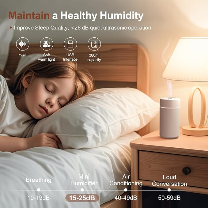 Car Star Projection Humidifier with 360ml Tank, Portable USB Powered Cool Mist Diffuser, Humidifier with Adjustable Starry Sky Lights for Car Ceiling, Bedroom, Desk, Office
