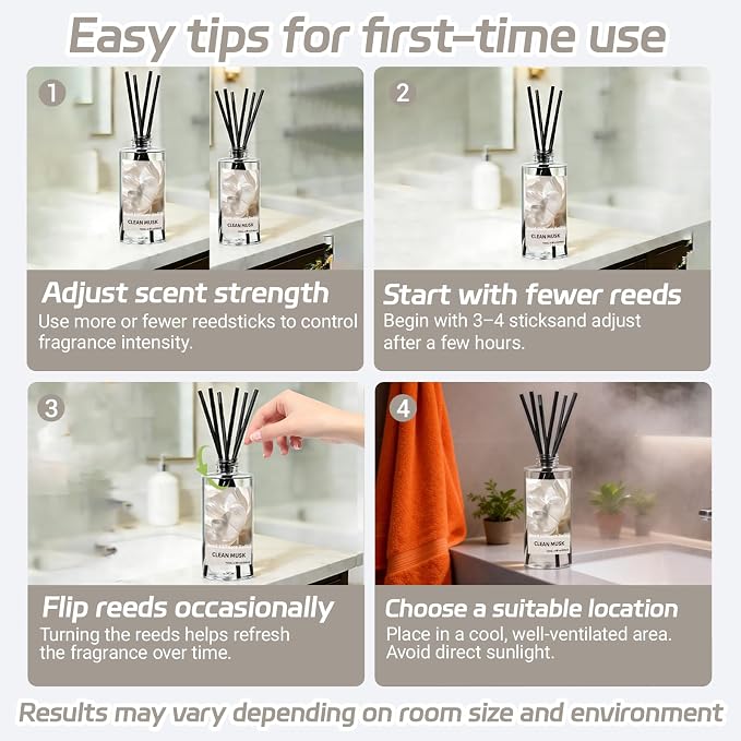 SCENTORINI Reed Diffuser Oil Refill, Clean Musk Diffuser Oil 6.76 Fl Oz, Natural Scented Essential Oil Refill Long Lasting Summer Home Fragrance for Room Spa Aromatherapy Bathroom