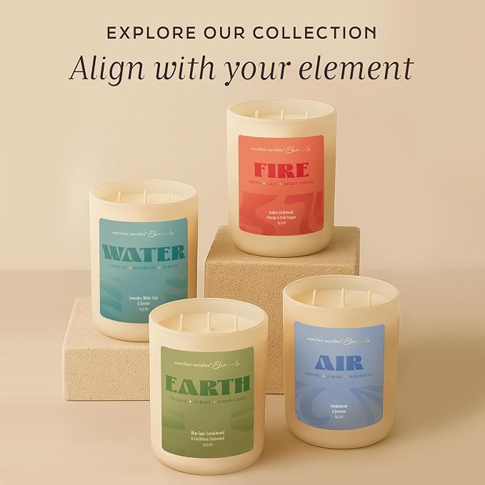 Leo Gifts for Women, Large 3 Wick Zodiac Fire, Aries Sagittarius Zodiac Gift for Women - 60 Hour Burn - Astrology Gifts for Woman, Healing Manifestation Spiritual Candles, Intention Meditation Candle