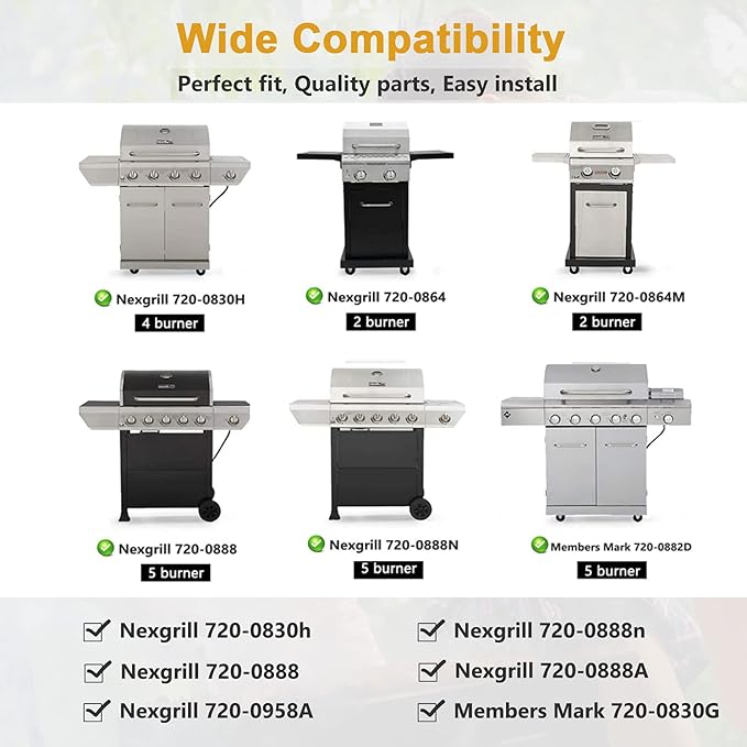 Grill Replacement Parts for Nexgrill 4 Burner 720-0830H 720-0783E, Nexgrill 720-0888 720-0888N Gas Grill, Heat Plate Shields, Burners and Ignitors for Home Depot Nexgrill Replacement Parts 4 Burner